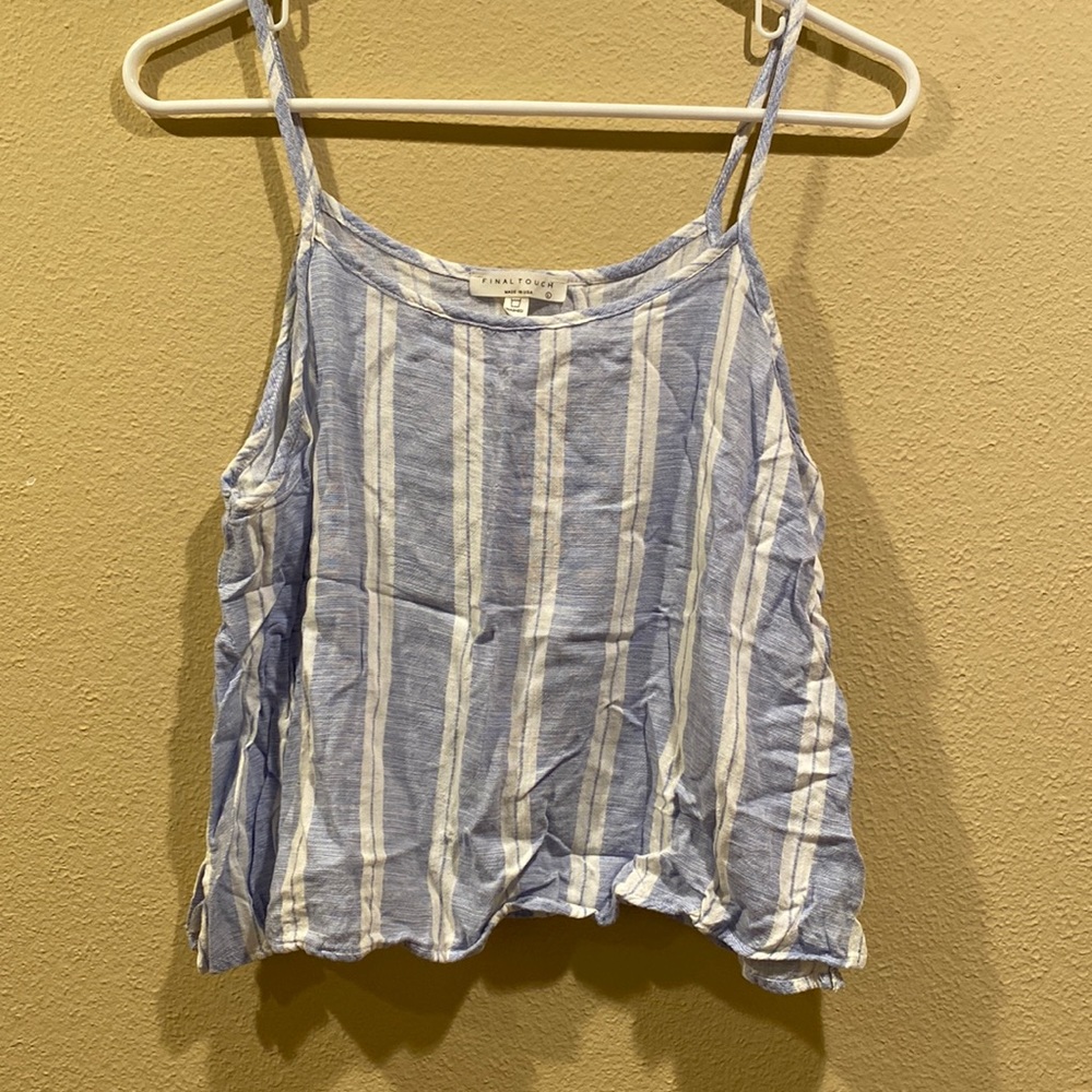 Blue and white striped tank